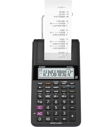 Amazon.co.jp: カシオ プリンター電卓 ハンディタイプ HR-8RC-WE